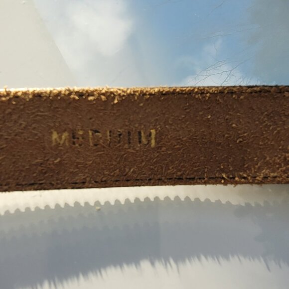 Vintage Brown Leather Belt with Brass Buckle Size M - Picture 4 of 6